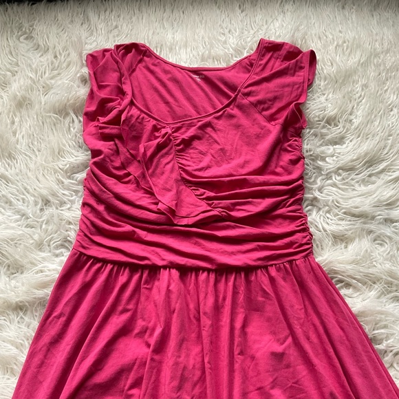 Garnet Hill Piazza Rose Pink Jersey Ruffle Dress - Picture 4 of 10